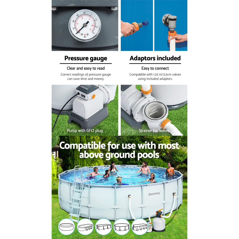 Bestway Pool Pump Sand Filter 3000GPH 11355L/H Pools Flowclear™ Filters 6