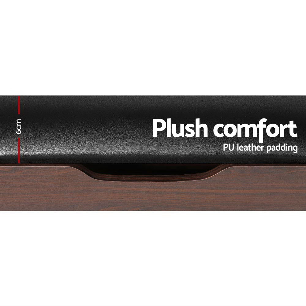 Artiss Shoe Rack Cabinet Bench 3-tier 15 Pairs Walnut 5