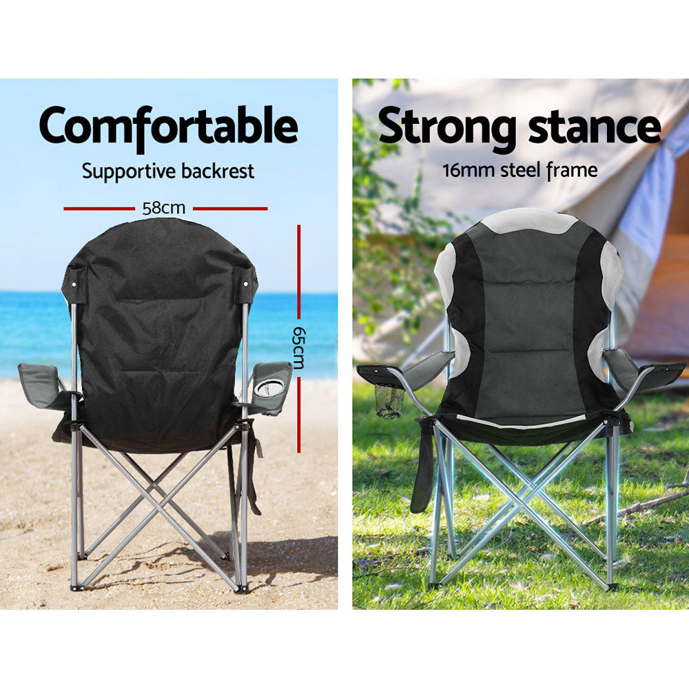 Weisshorn Camping Folding Chair Portable Outdoor Hiking Fishing Picnic Grey 2pcs 5