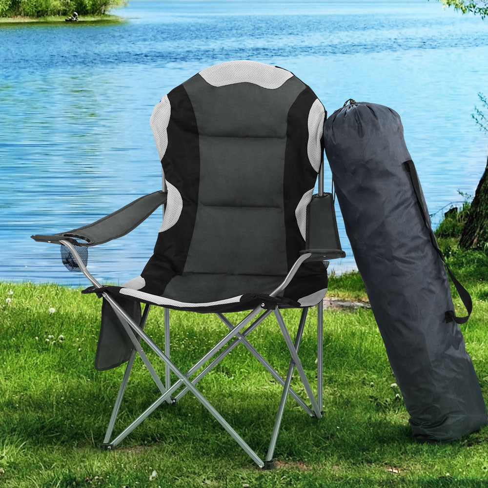 Weisshorn Camping Folding Chair Portable Outdoor Hiking Fishing Picnic Grey 2pcs 8