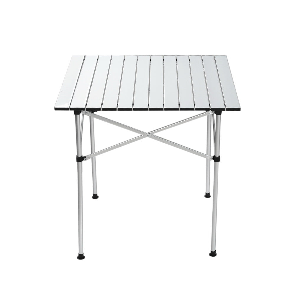 Weisshorn Folding Camping Table 70CM Roll Up Outdoor Picnic BBQ Aluminium Desk 3