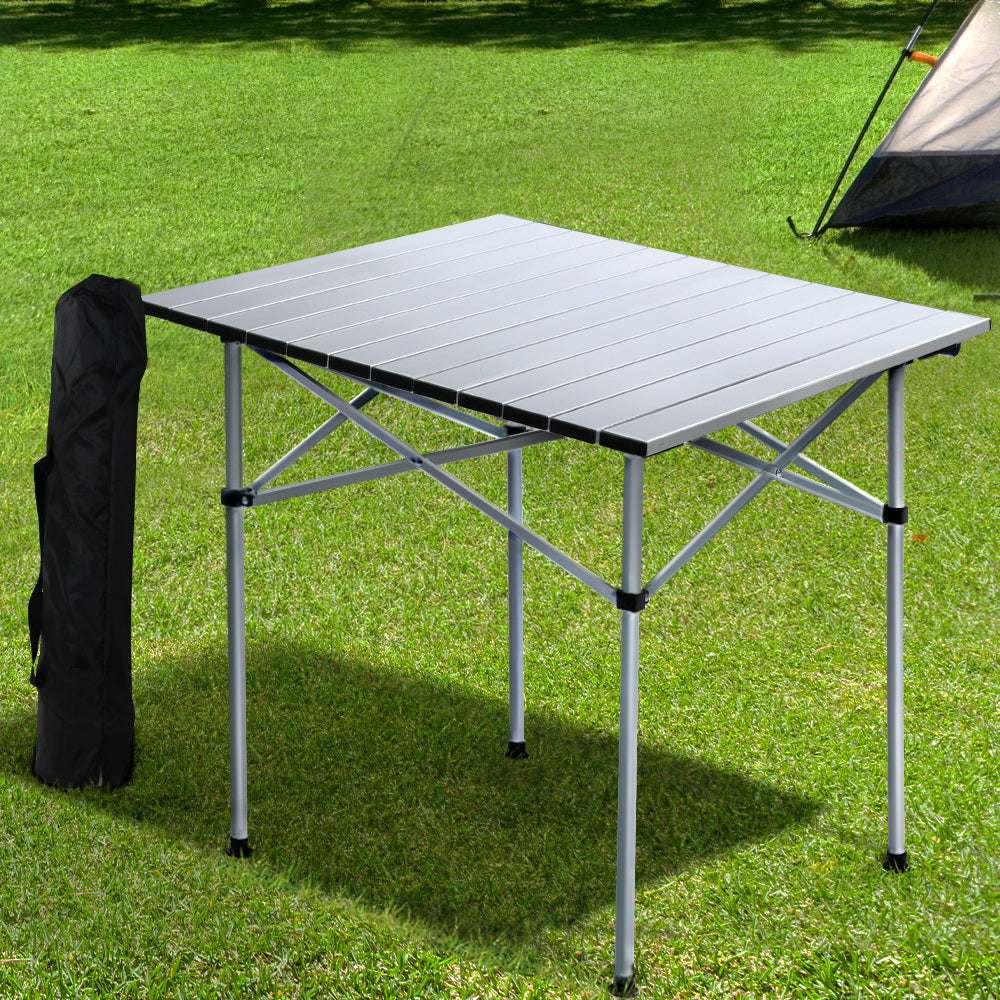 Weisshorn Folding Camping Table 70CM Roll Up Outdoor Picnic BBQ Aluminium Desk 8
