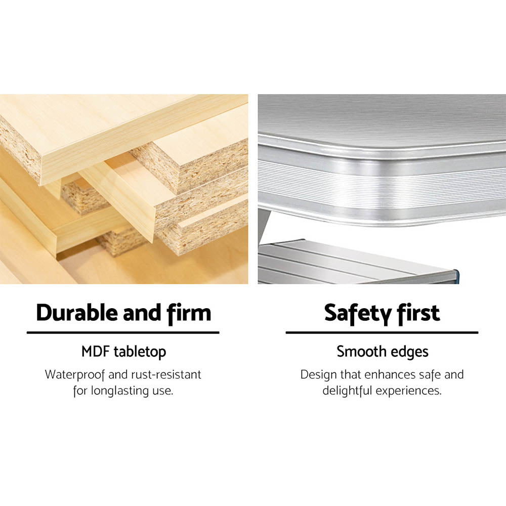 Weisshorn Folding Camping Table Outdoor Picnic BBQ With 2 Bench Chairs Set 6