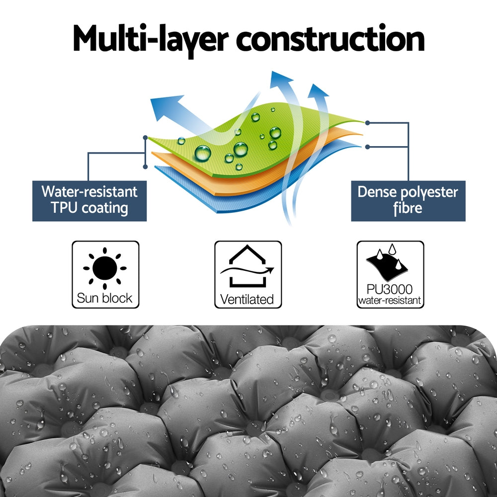Weisshorn Self Inflating Mattress Camping Sleeping Mat Air Bed Double Pillow Bag 5