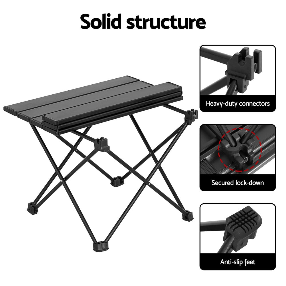 Weisshorn Folding Camping Table 40CM Roll Up Outdoor Picnic BBQ Aluminium Desk 5