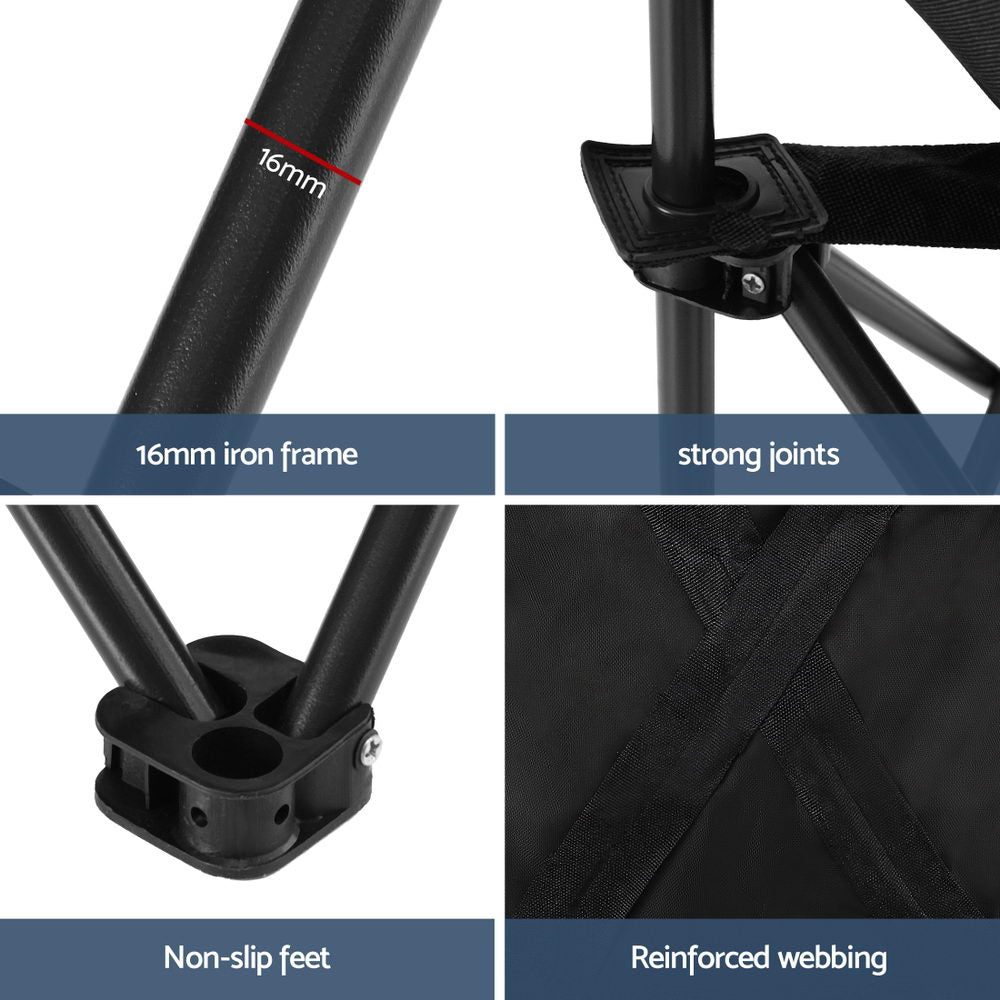 Weisshorn Folding Camping Moon Chair Portable Seat Weight Capacity 120KG Black 5