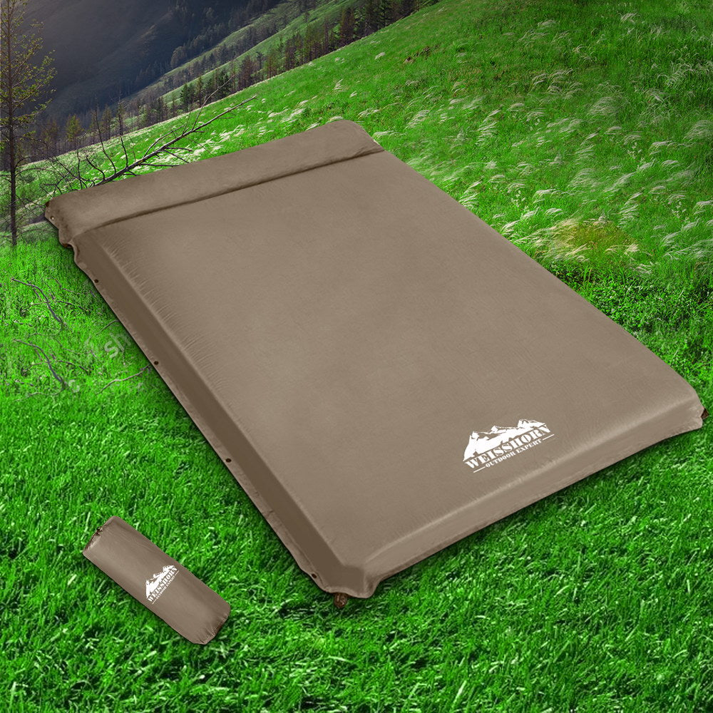 Weisshorn Self Inflating Mattress 10CM Camping Sleeping Mat Air Double Coffee 7