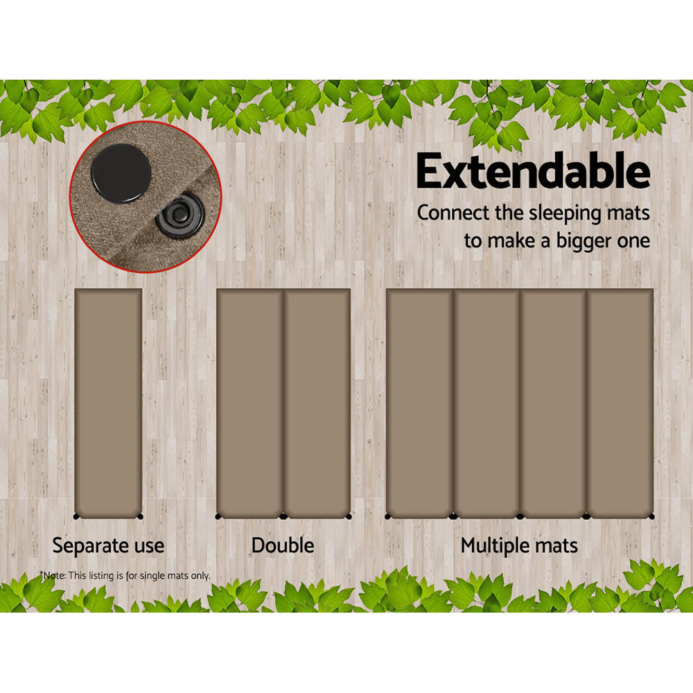 Weisshorn Self Inflating Mattress Camping Sleeping Mat Air Bed Single Coffee 3