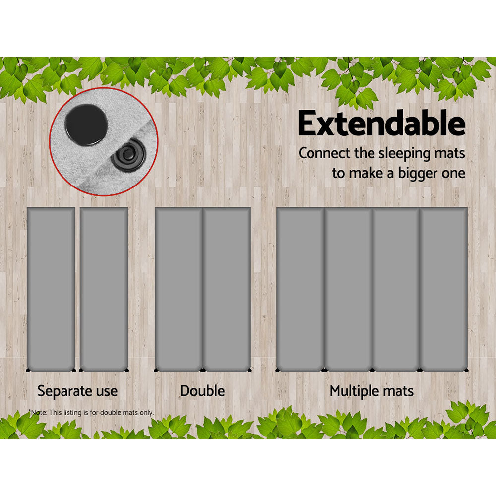 Weisshorn Self Inflating Mattress Camping Sleeping Mat Air Bed Double Set Grey 3