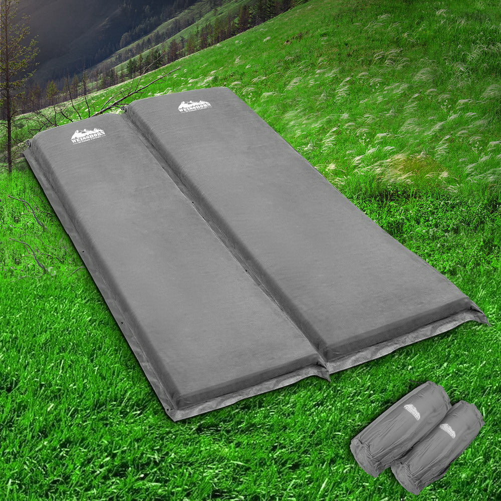 Weisshorn Self Inflating Mattress Camping Sleeping Mat Air Bed Double Set Grey 7