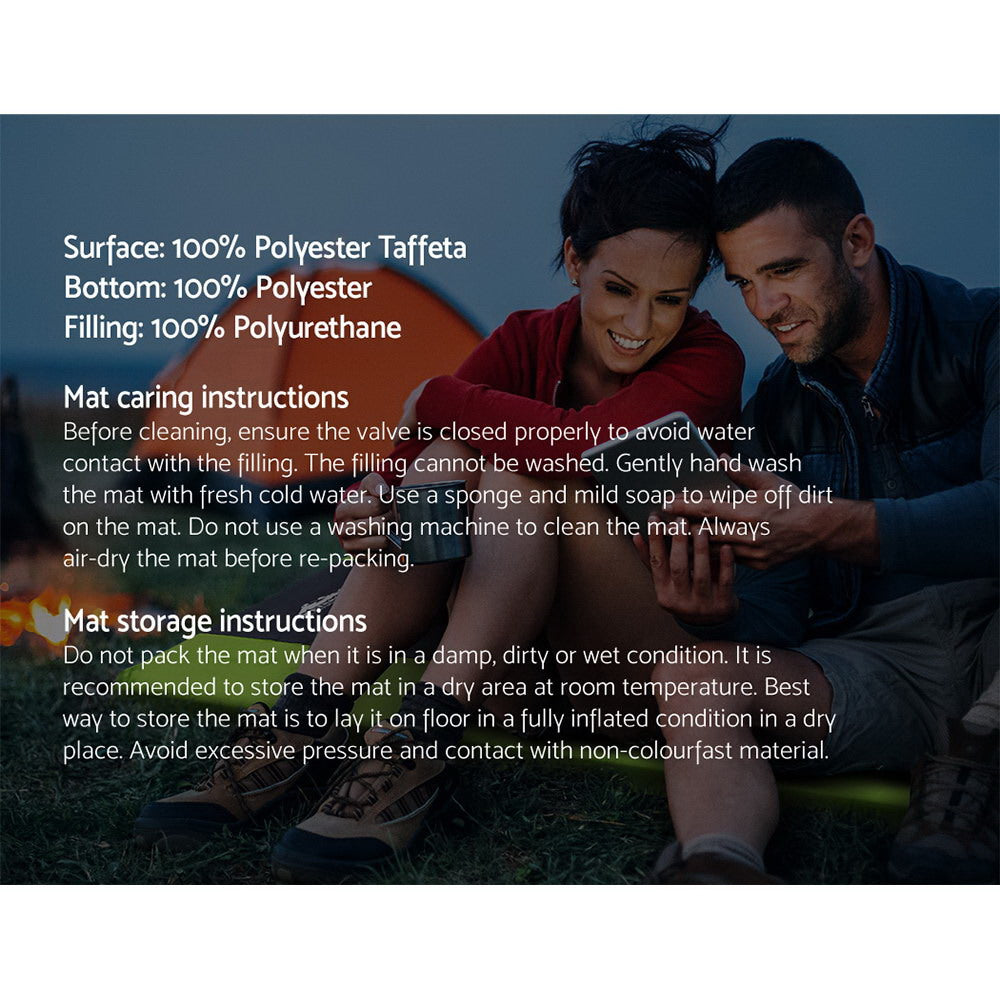 Weisshorn Self Inflating Mattress Camping Sleeping Mat Air Bed Pad Double Green 6