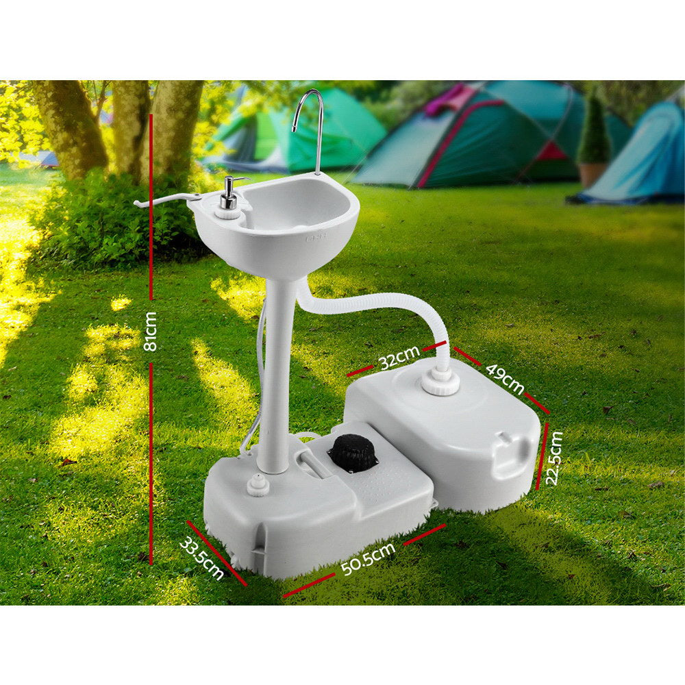 Weisshorn Camping Basin Portable Hand Wash Sink Stand 43L Capacity 6