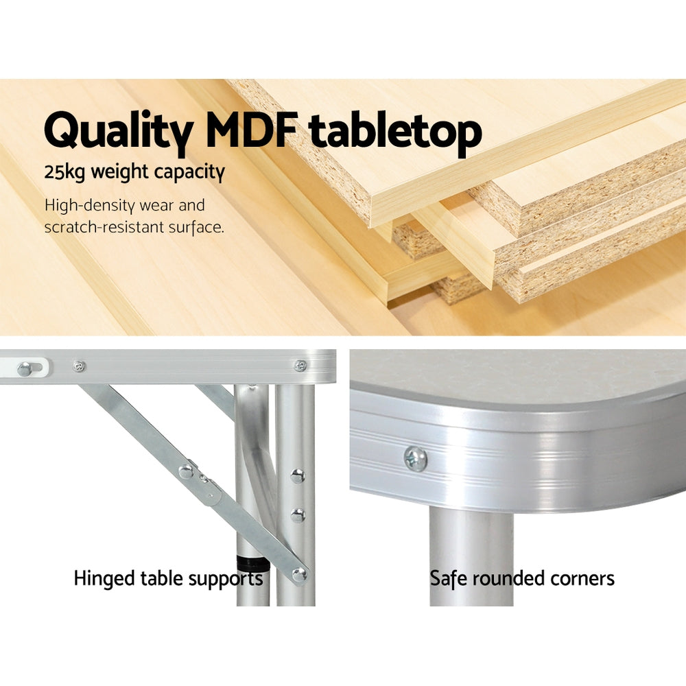 Weisshorn Folding Camping Table 60CM Adjustable Portable Outdoor Picnic Desk 6