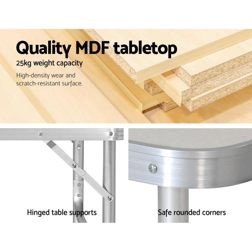 Weisshorn Folding Camping Table 90CM Adjustable Portable Outdoor Picnic Desk 6