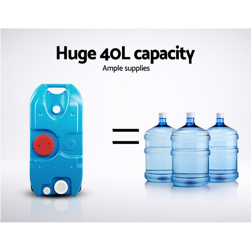 Weisshorn 40L Portable Wheel Water Tank Camping Caravan Storage Blue 3