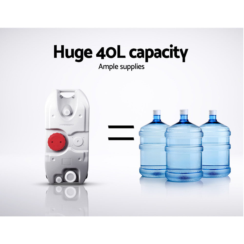 Weisshorn 40L Portable Wheel Water Tank Camping Caravan Storage Grey 3