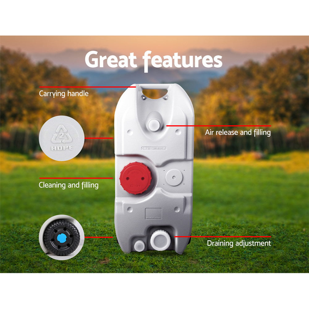 Weisshorn 40L Portable Wheel Water Tank Camping Caravan Storage Grey 6