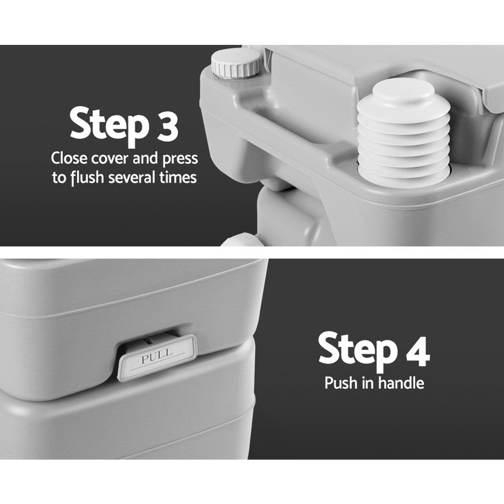 Weisshorn 20L Portable Camping Toilet Outdoor Flush Potty Boating 6