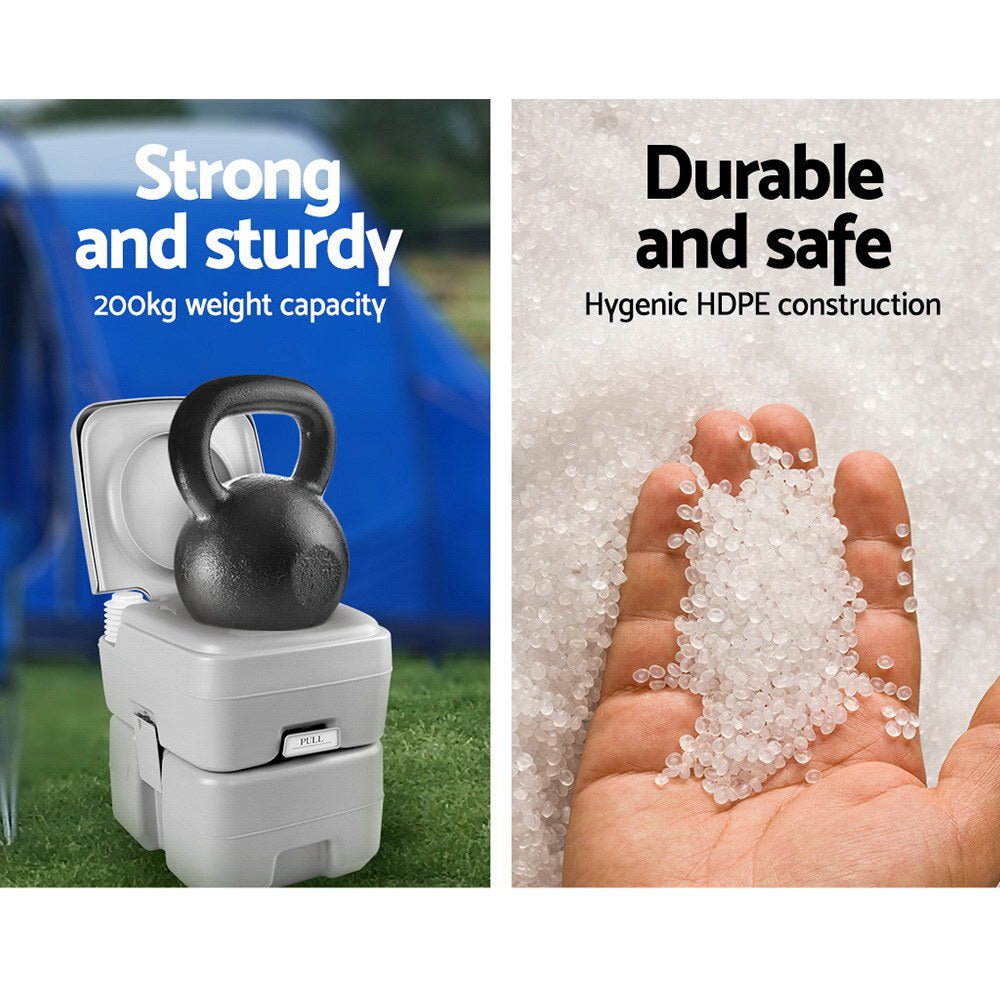 Weisshorn 20L Portable Camping Toilet Outdoor Flush Potty Boating With Bag 3