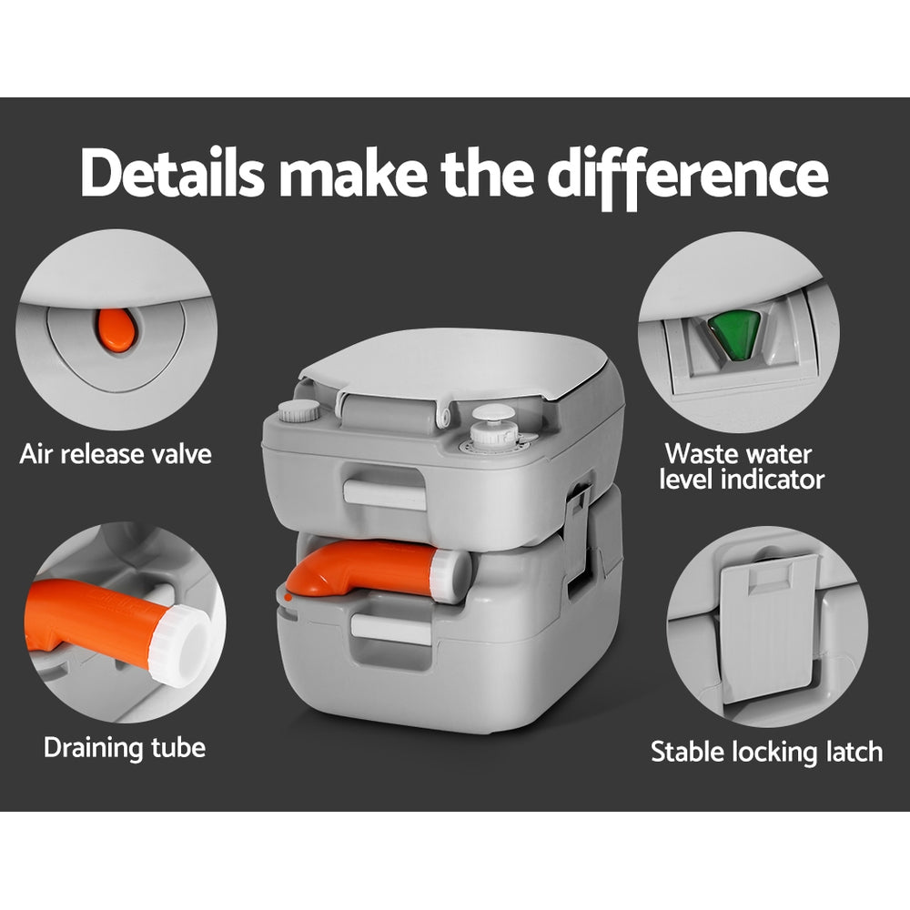 Weisshorn 22L Portable Camping Toilet Outdoor Flush Potty Boating 6