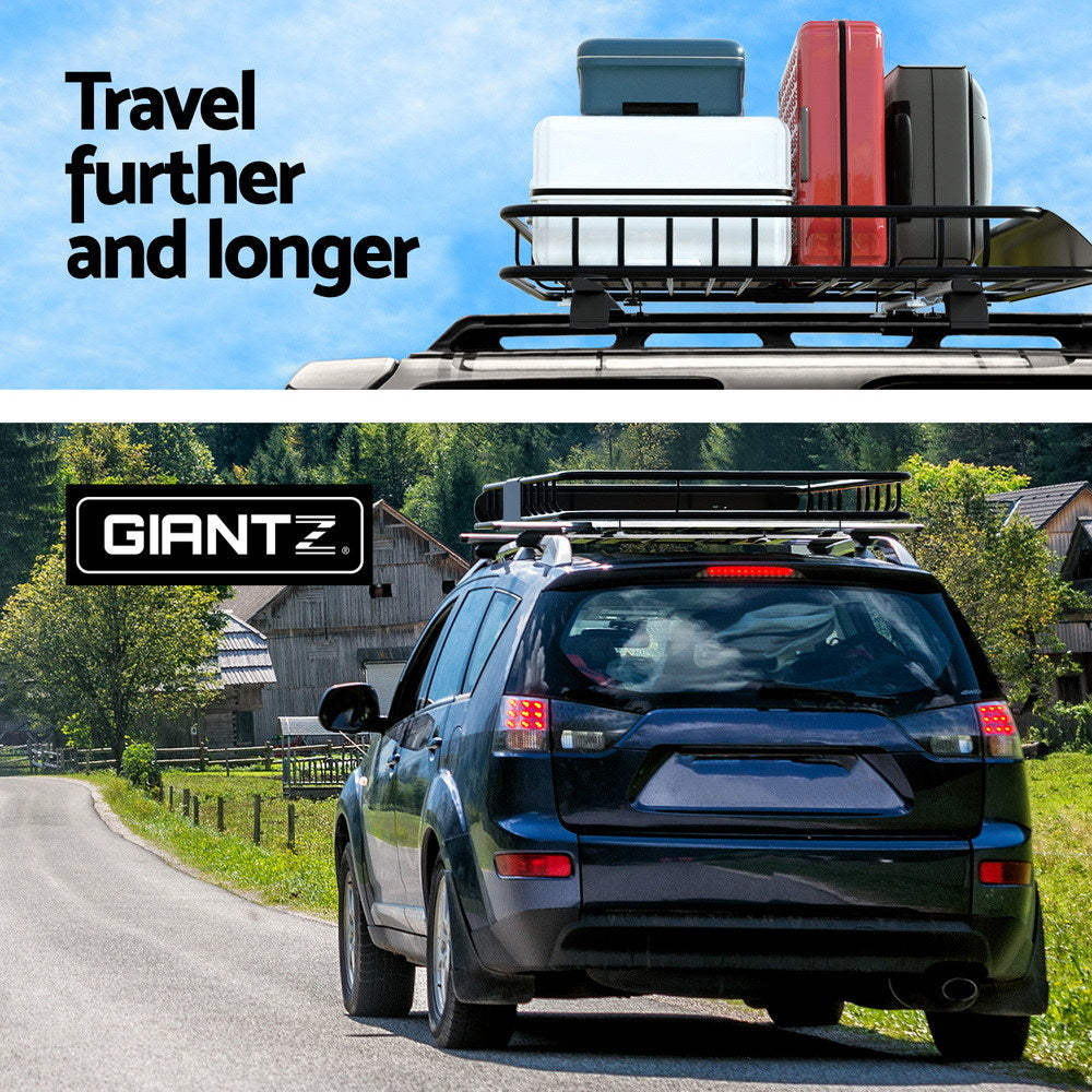 Giantz Universal Car Roof Rack Basket Luggage Vehicle Cargo Carrier 111cm Black 6
