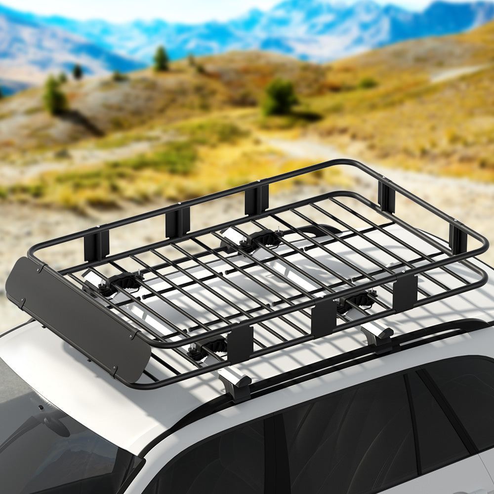 Giantz Universal Car Roof Rack Basket Luggage Vehicle Cargo Carrier 160cm Black 6