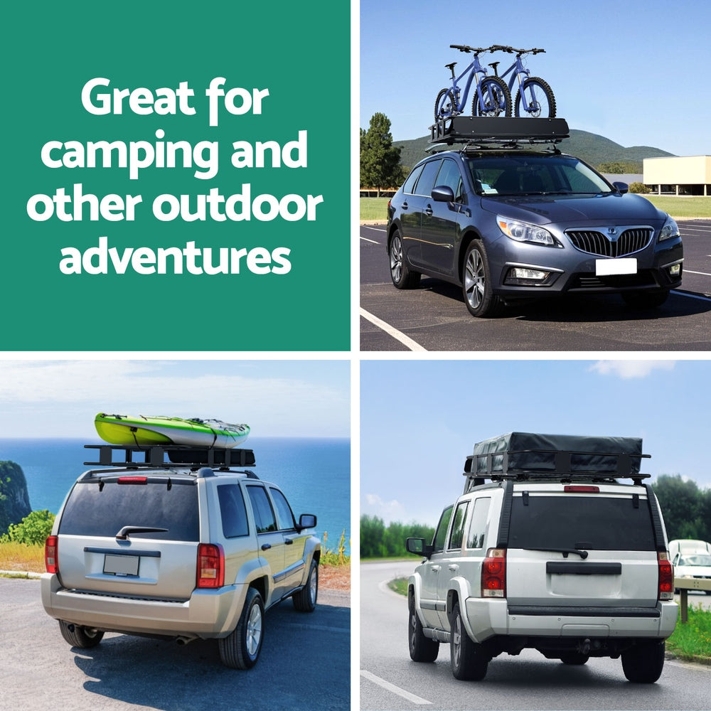 Giantz Universal Car Roof Rack Basket Luggage Vehicle Cargo Carrier 160cm Black 4