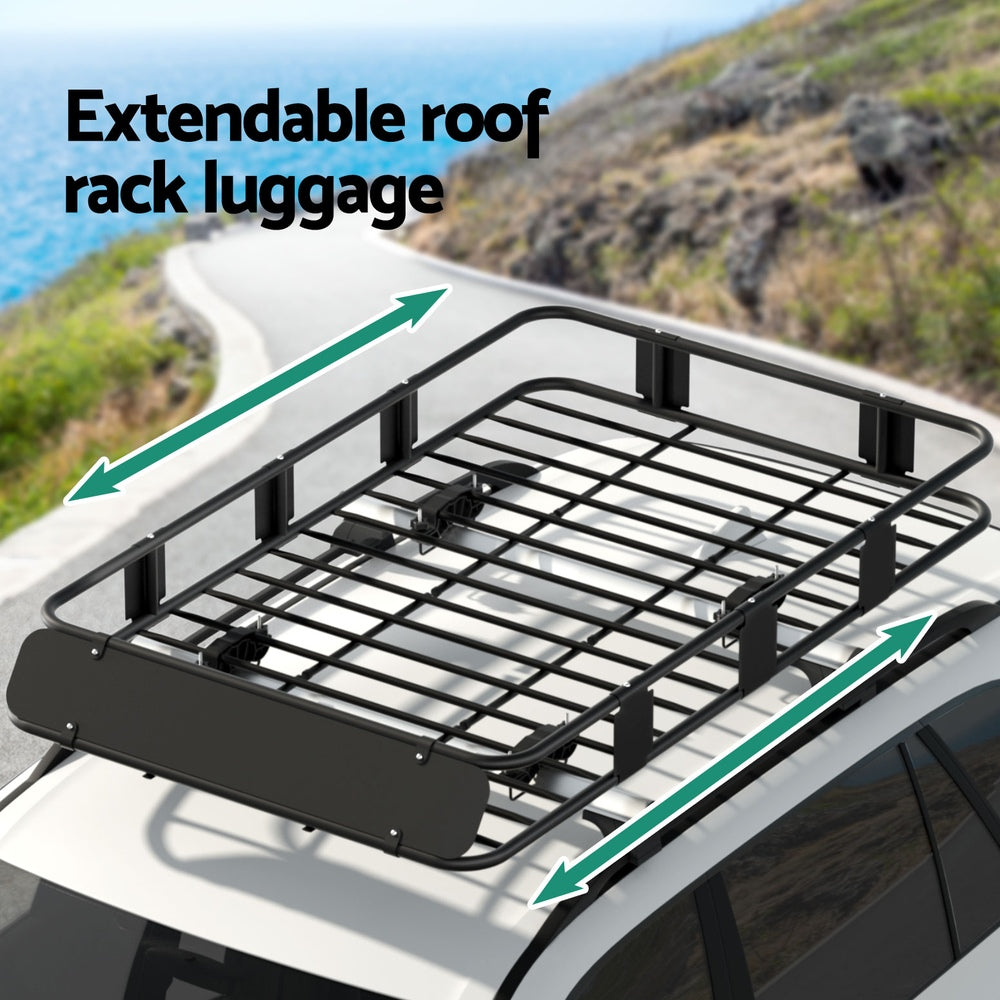 Giantz Universal Car Roof Rack Basket Luggage Vehicle Cargo Carrier 160cm Black 5
