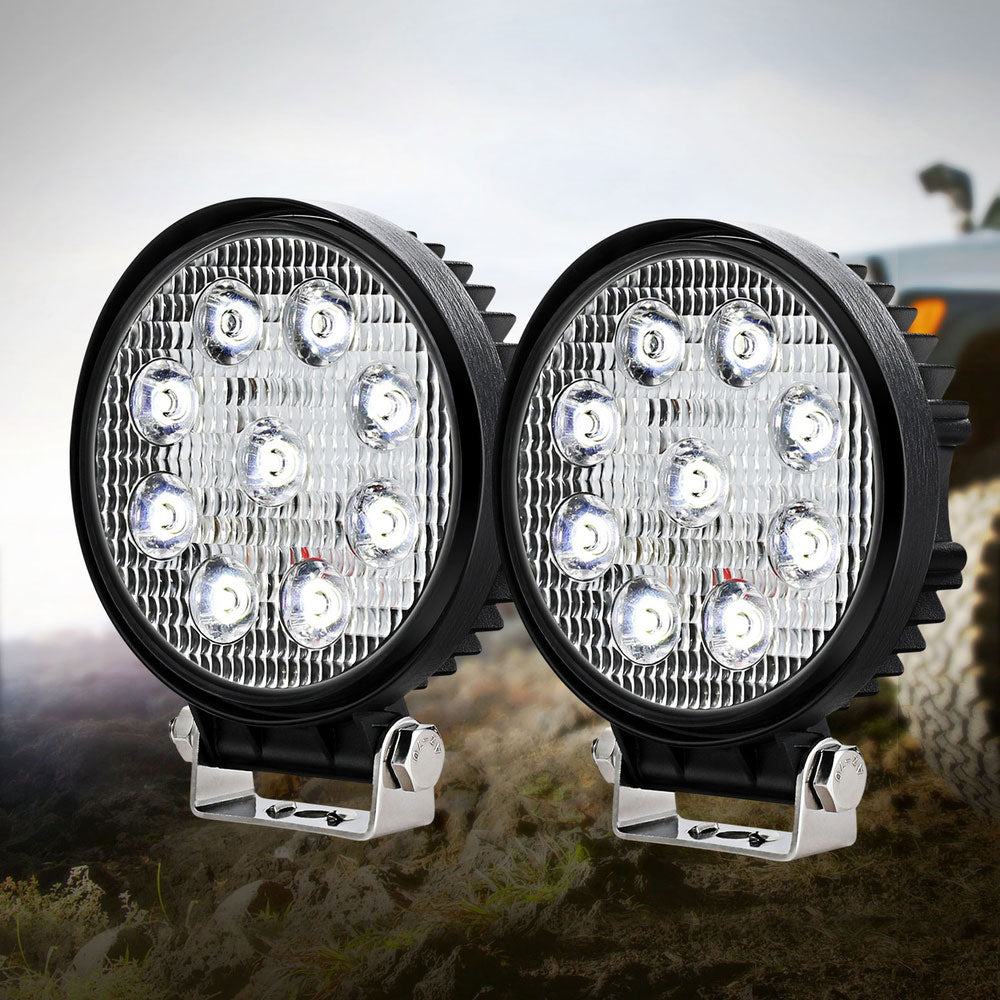 Giantz Pair LED Driving Lights 4.5 Inch Flood Spot Lights Car Truck SUV 12V 24V 7