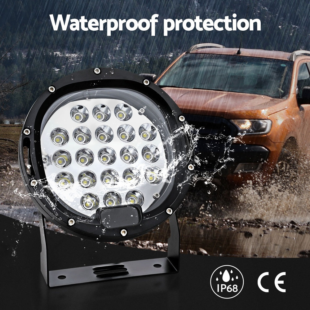 Giantz Pair LED Driving Lights 7 Inch Flood Spot Lights Car Truck SUV 12V 24V 5