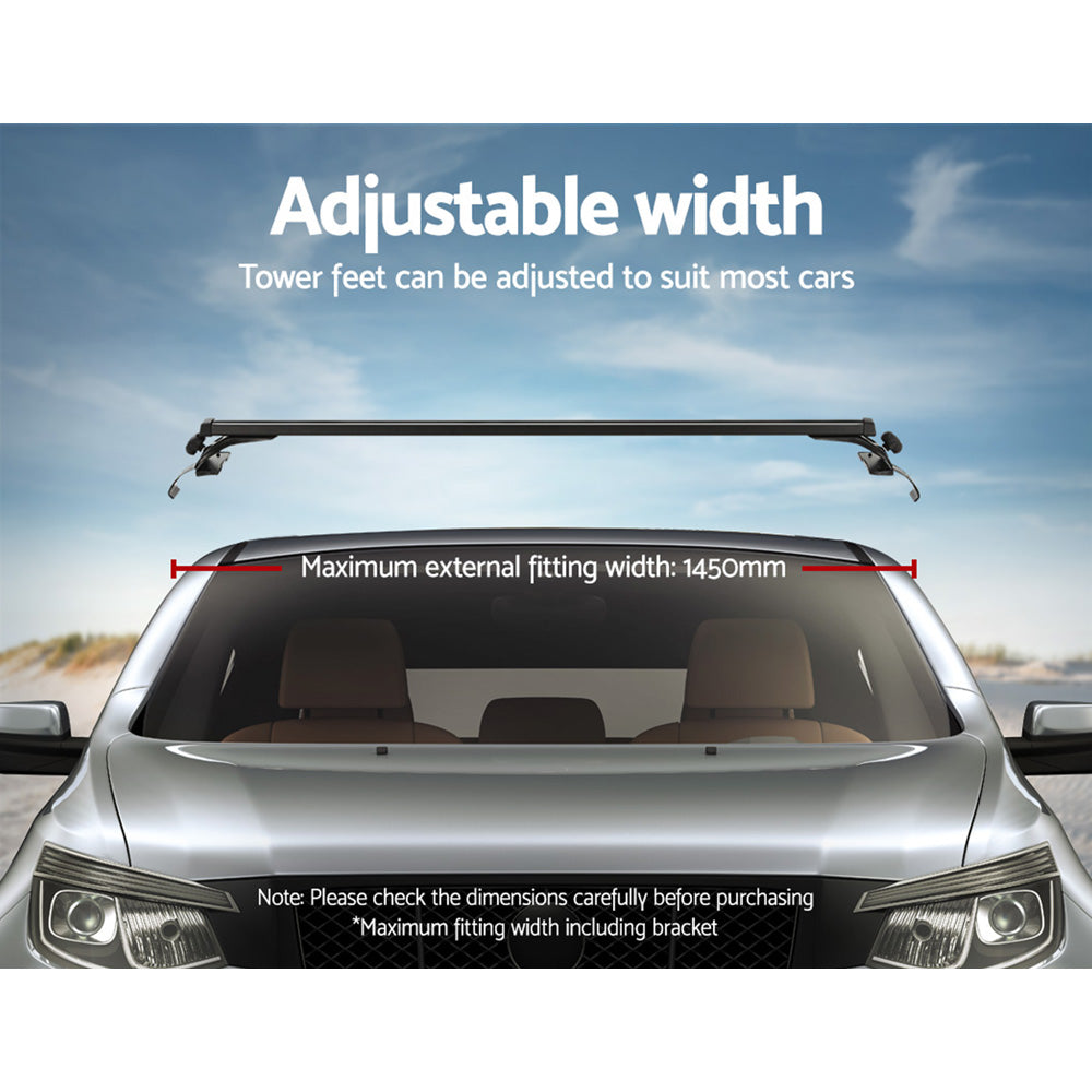 Universal Car Roof Racks Pod Aluminium Cross Bars Brackets 145cm Black 5