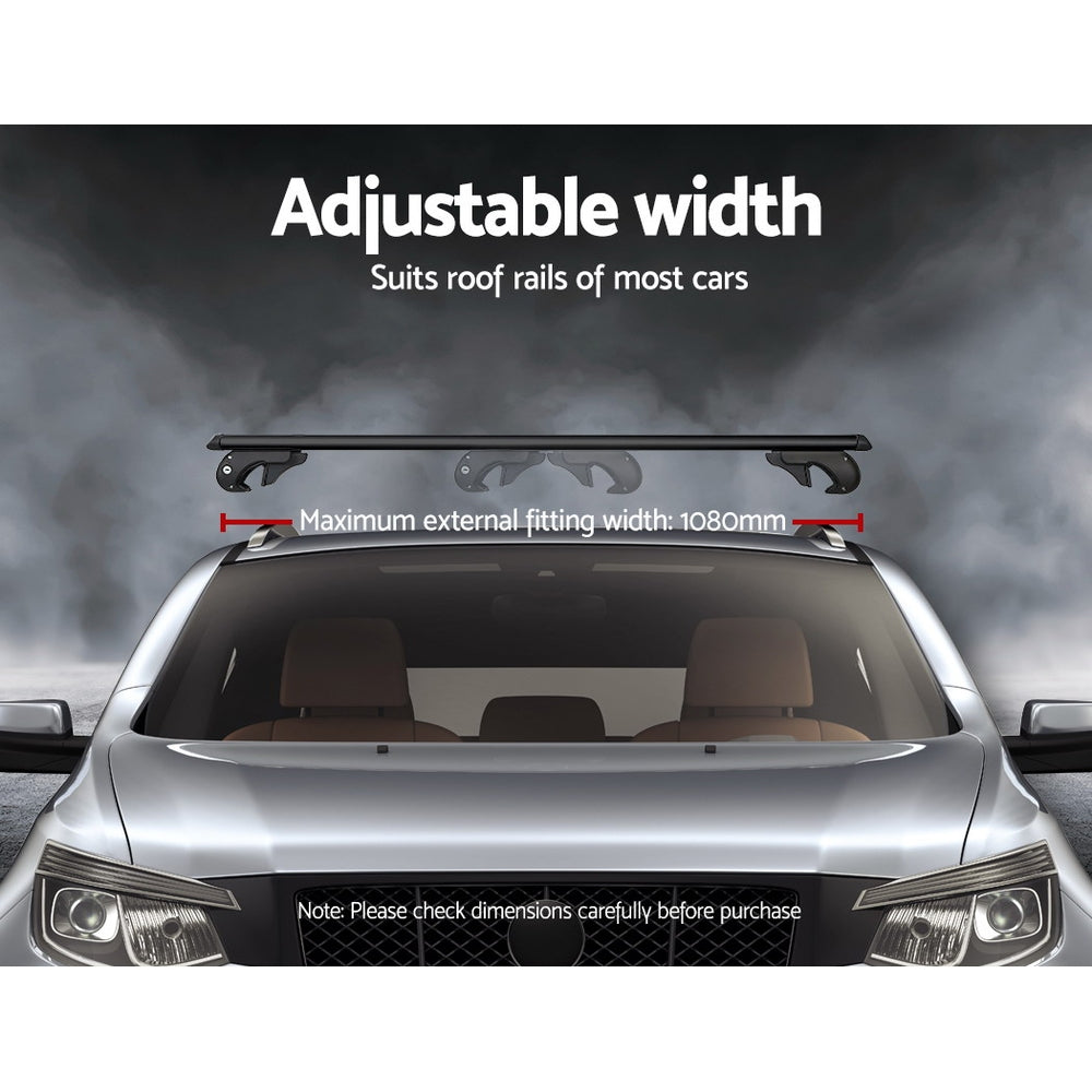 Universal Car Roof Racks Pod Aluminium Cross Bars Adjustable 108cm Black 5