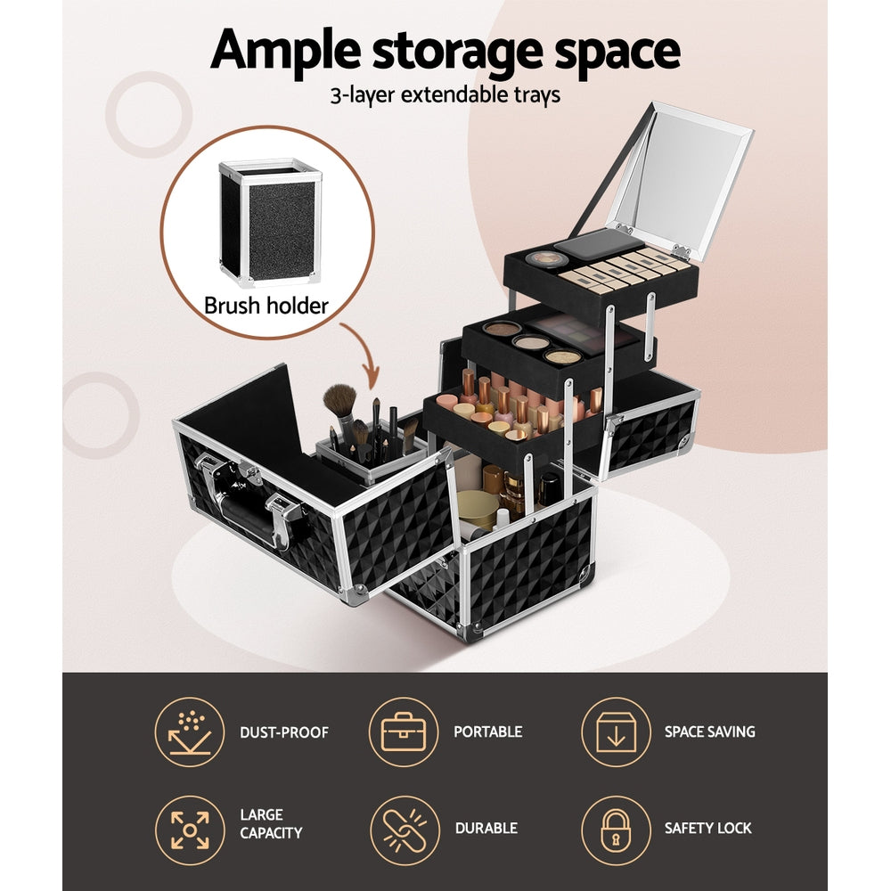 Embellir Makeup Case Beauty Organiser Bag Travel Large Cosmetic Storage Portable 5