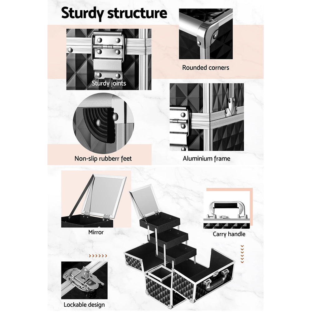 Embellir Makeup Case Beauty Organiser Bag Travel Large Cosmetic Storage Portable 7