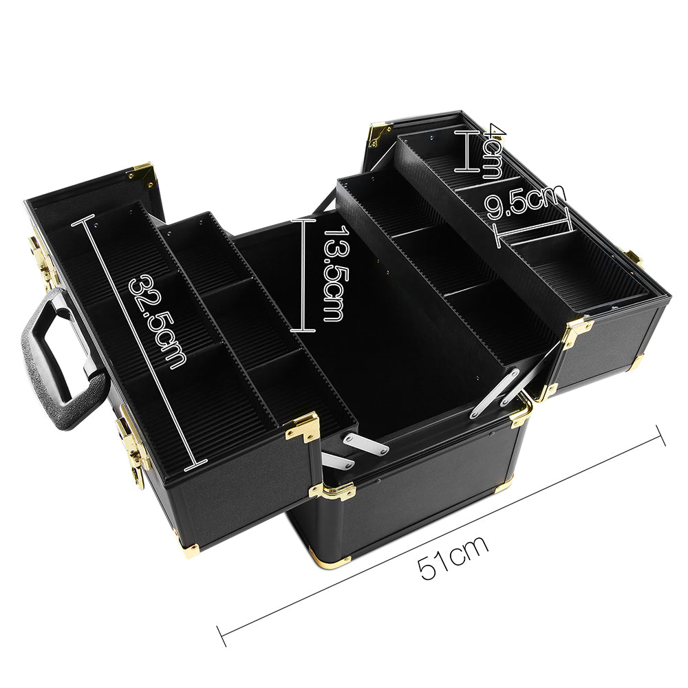 Embellir Portable Cosmetic Beauty Makeup Case - Black & Gold 3