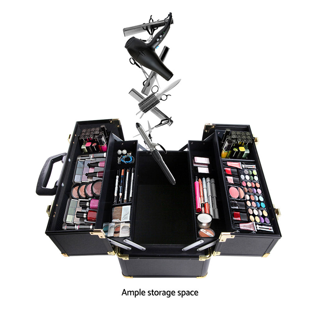 Embellir Portable Cosmetic Beauty Makeup Case - Black & Gold 6