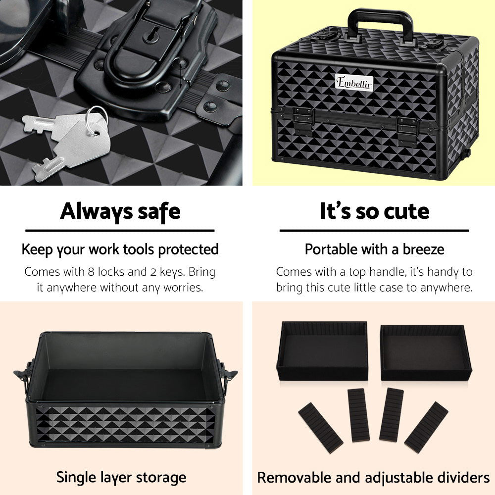 Embellir Makeup Case Beauty Trolley Cosmetic Organiser Box Travel Wheels Diamond 4