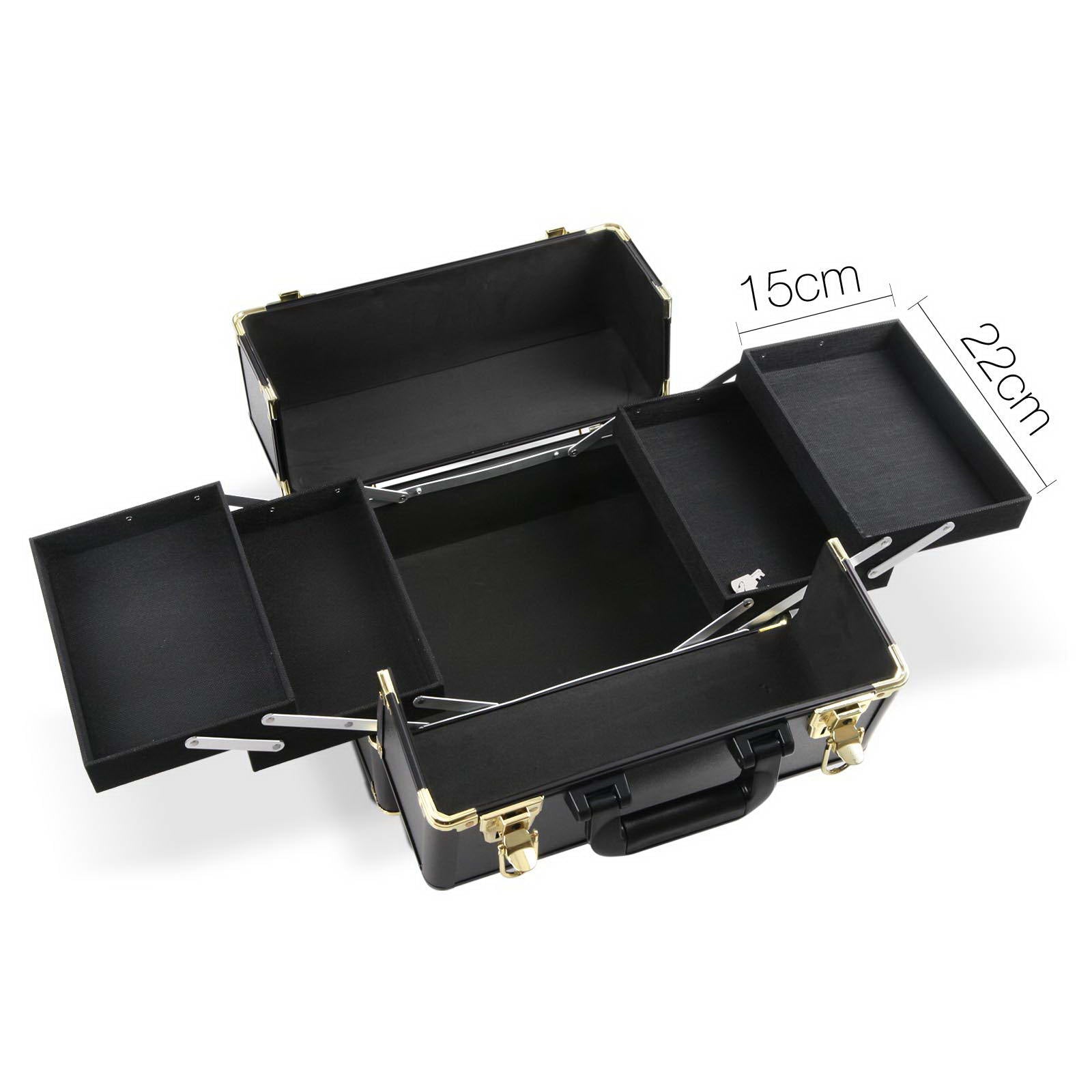 Embellir Makeup Case Beauty Trolley Cosmetic Organiser Box Travel Wheels Gold 3