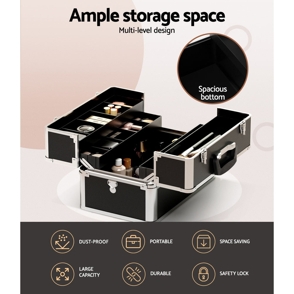 Embellir Portable Cosmetic Beauty Makeup Case- Black 5