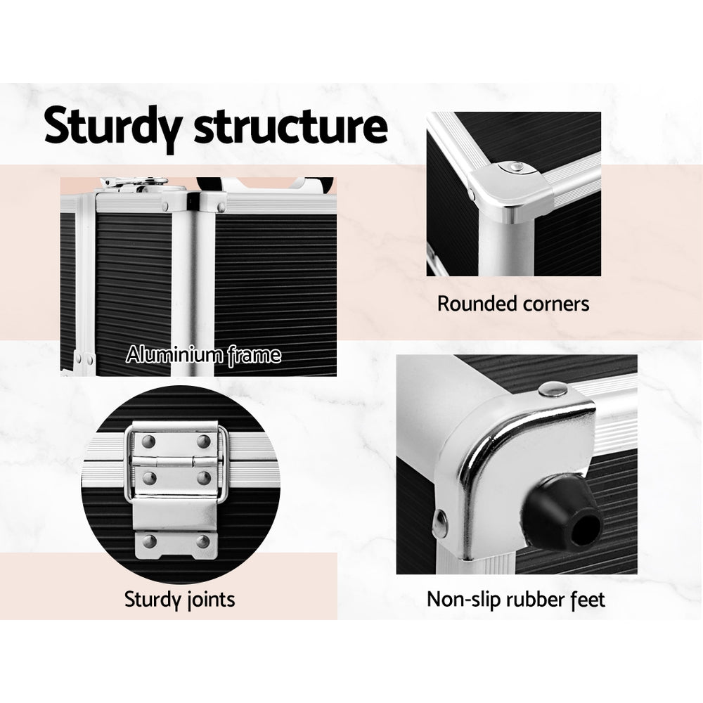 Embellir Portable Cosmetic Beauty Makeup Case- Black 6