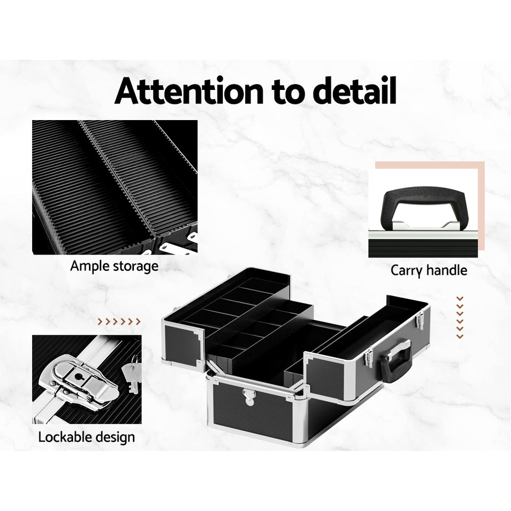 Embellir Portable Cosmetic Beauty Makeup Case- Black 7