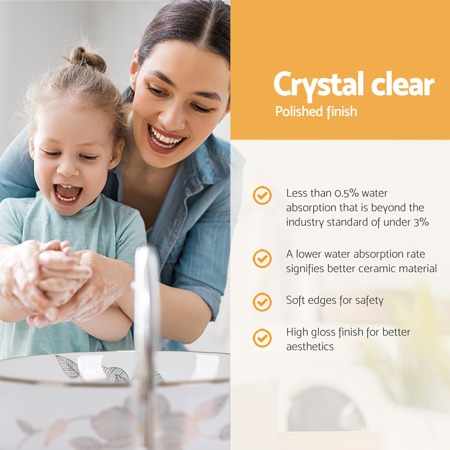 Cefito Bathroom Basin Ceramic Vanity Sink Hand Wash Bowl with Pattern 41x41cm 5