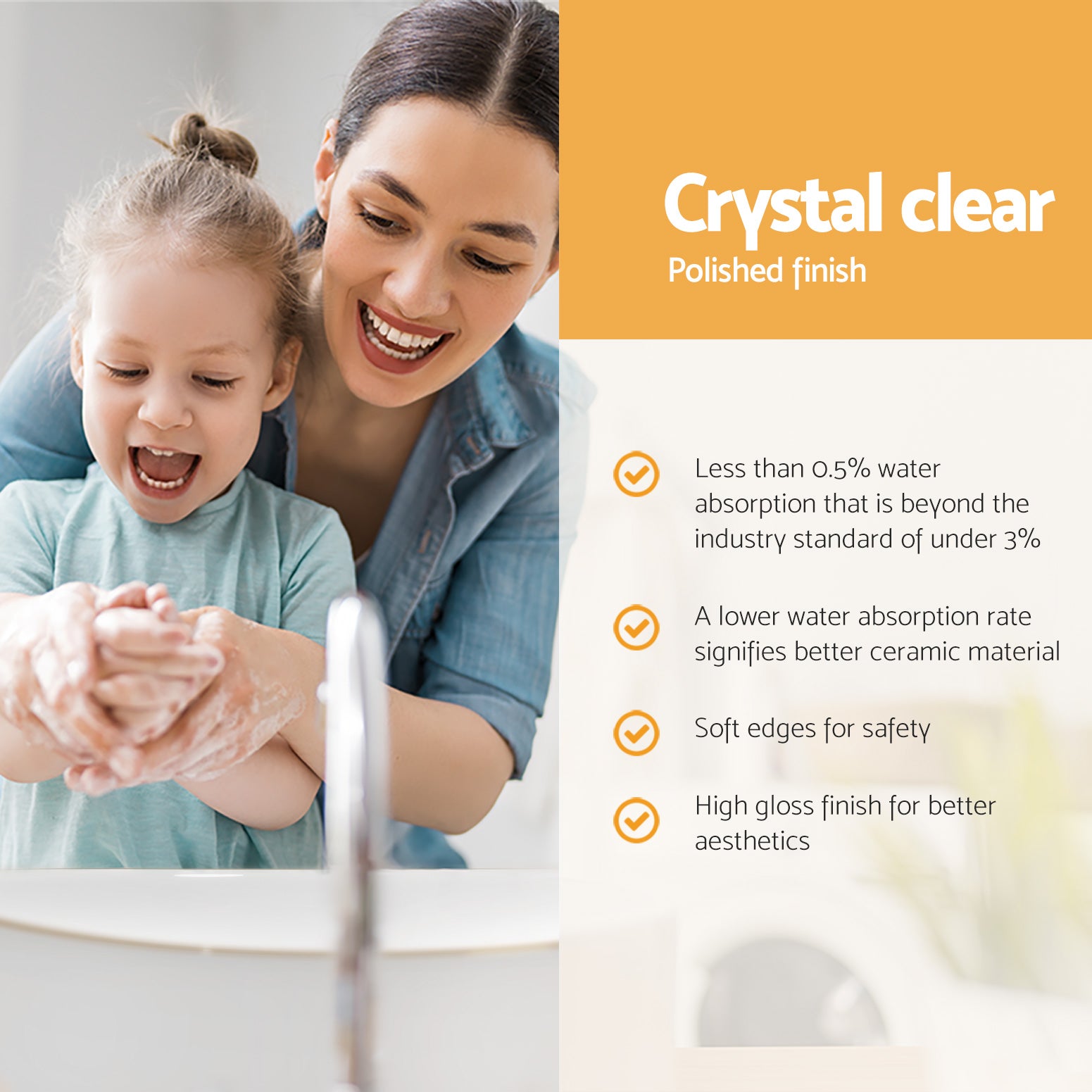 Cefito Bathroom Basin Ceramic Vanity Sink Hand Wash Bowl Gold Line 41x34cm 5