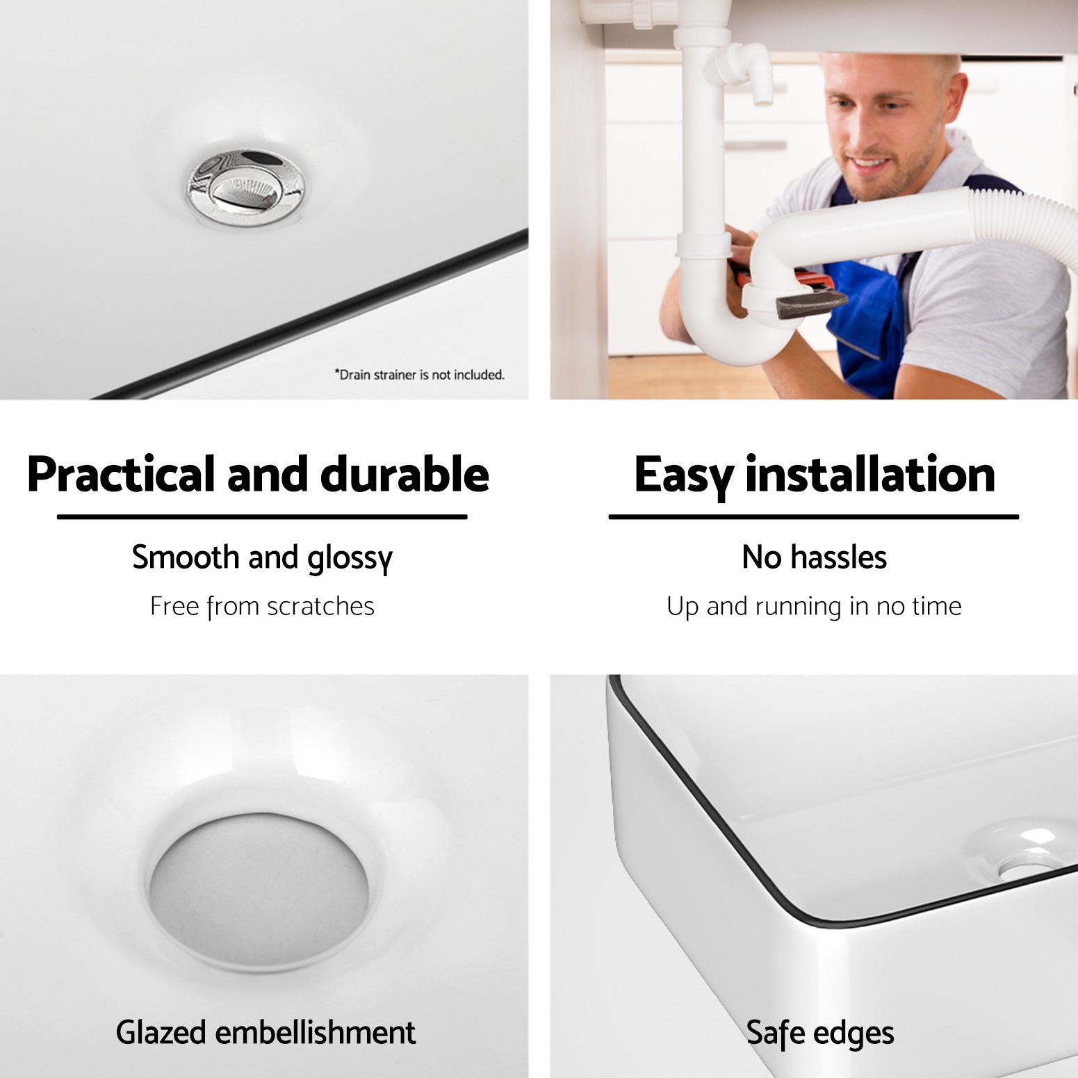 Cefito Bathroom Basin Ceramic Vanity Sink Hand Wash Bowl Above Counter 48x37cm 6