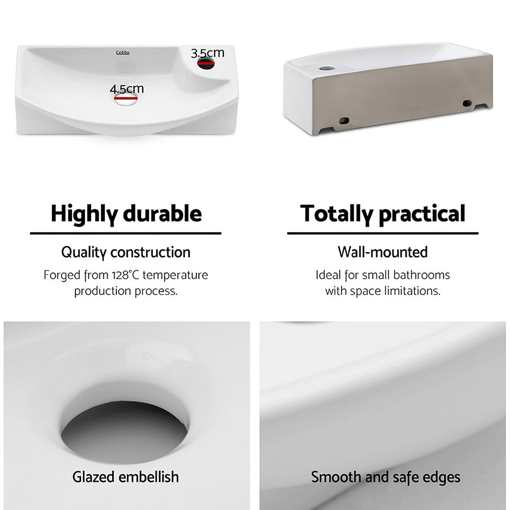 Cefito Bathroom Basin Ceramic Vanity Sink Hand Wash Bowl 45x23cm 5