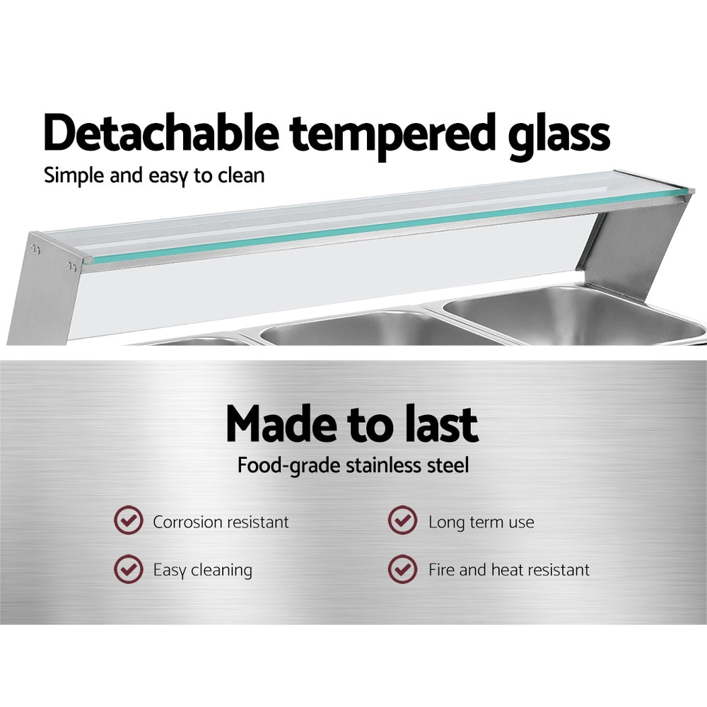 Devanti Commercial Food Warmer Bain Marie 3 Electric Buffet Pans 5