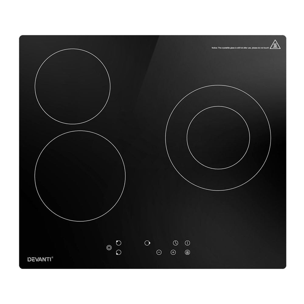 Devanti Electric Ceramic Cooktop 60cm Kitchen Cooker 4 Burner Hob Touch Control 5200W 6