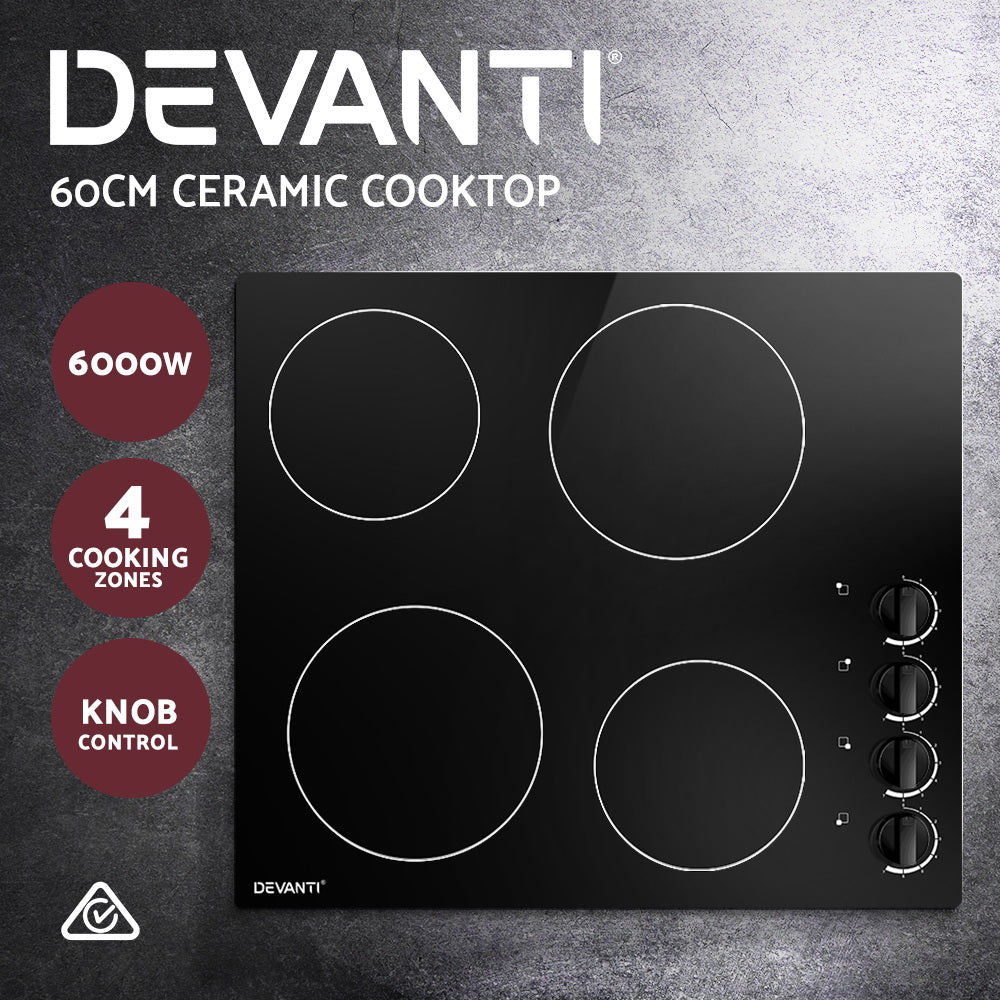 Devanti Electric Ceramic Cooktop 60cm 3