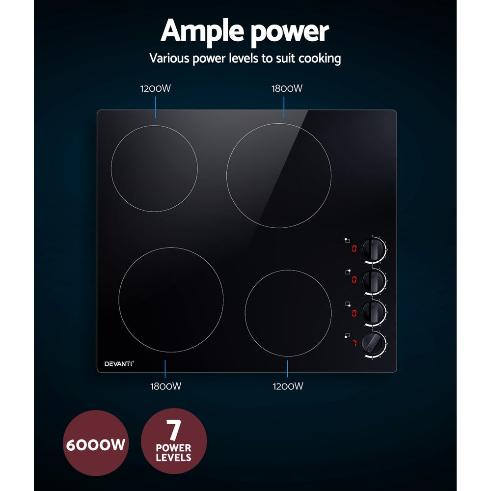 Devanti Electric Ceramic Cooktop 60cm 4