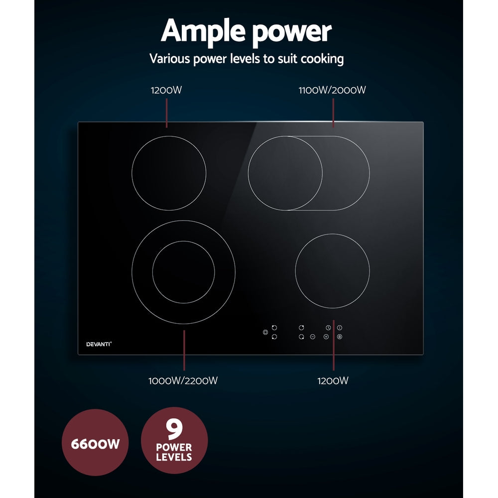 Devanti Electric Ceramic Cooktop 77cm 4